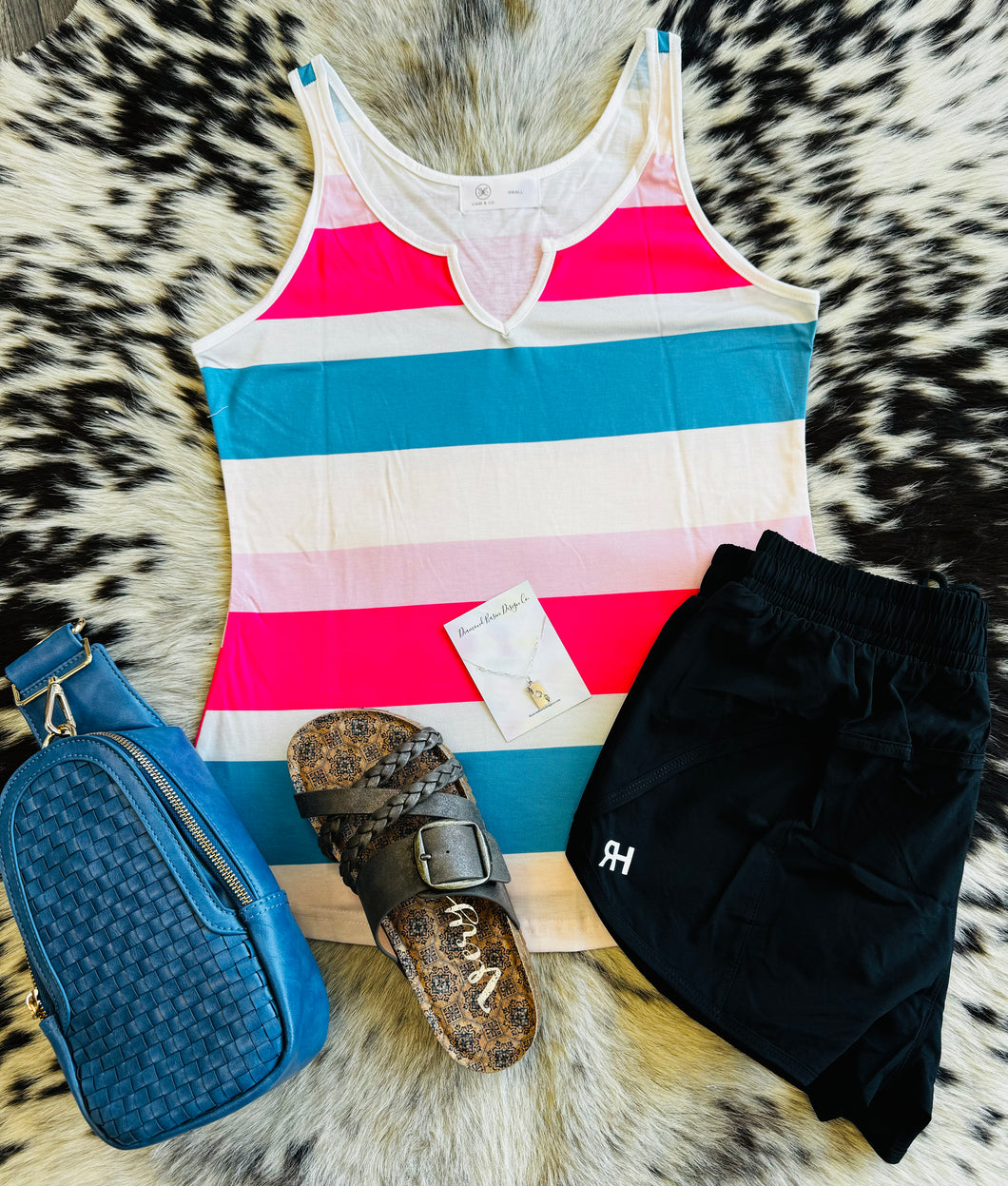 Rory Color Block Tank Top in rose