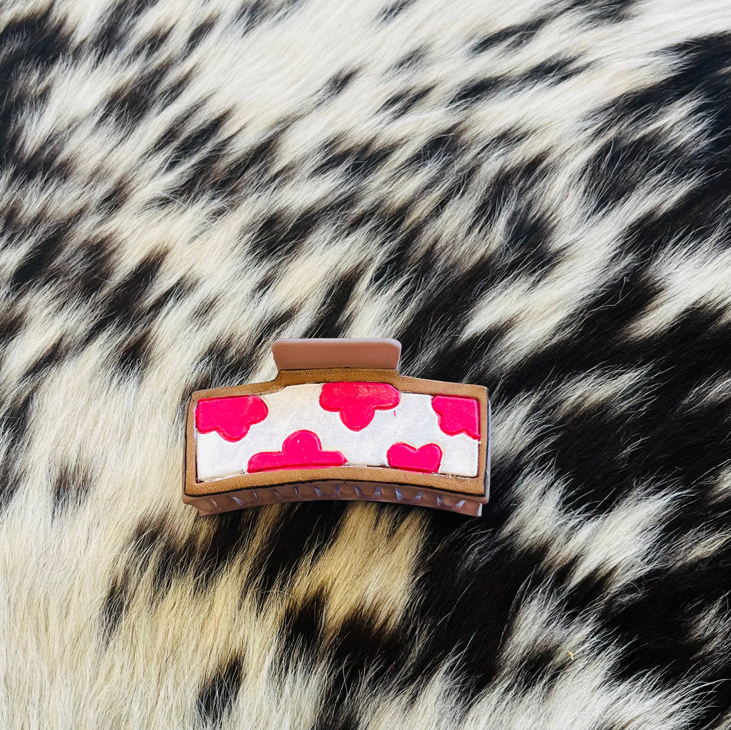 Pink Cow Hair Clip