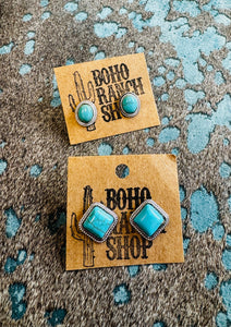 Janet Western Turquoise Stud Earrings