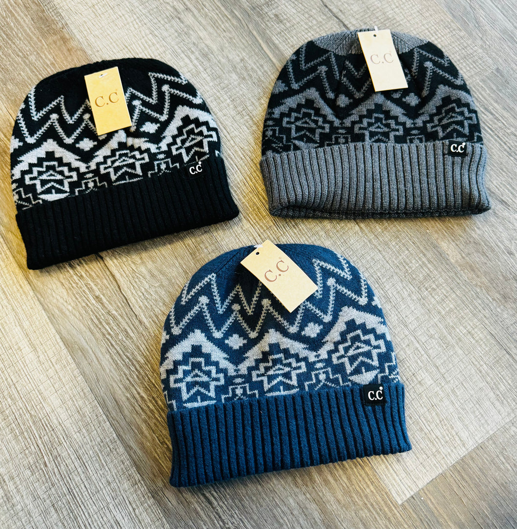 Unisex Cuffed Southwestern Print C.C Beanie HME0016