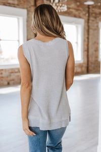 Lancey Waffle Knit Tank Top in Grey