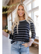 Load image into Gallery viewer, Lennon Striped Contrast Long Sleeve Top