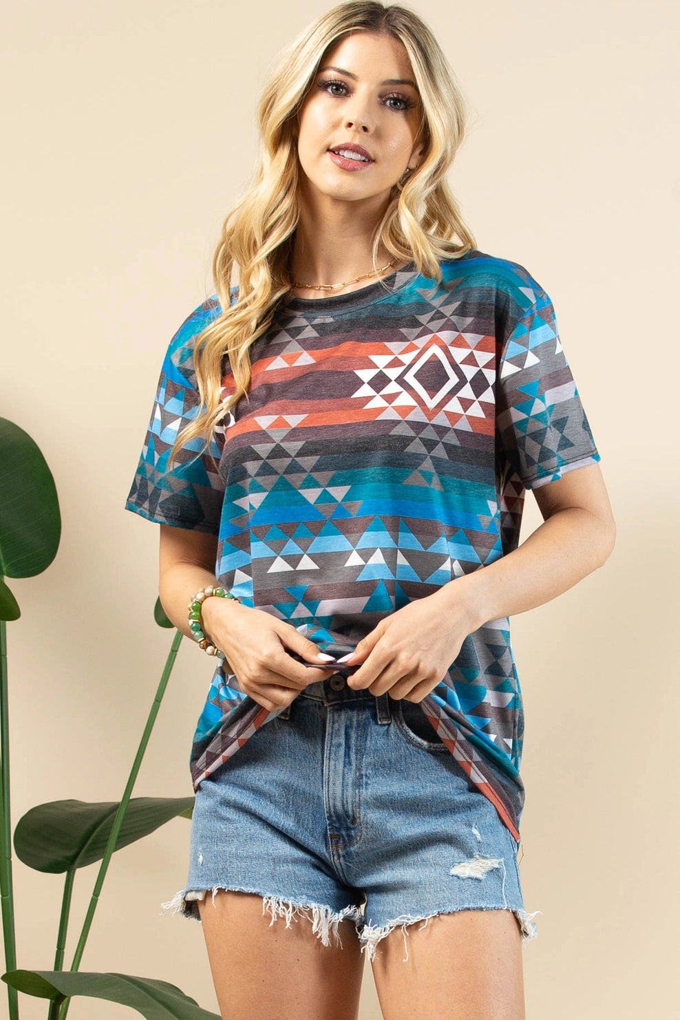 DORA Aztec Print Short Sleeve