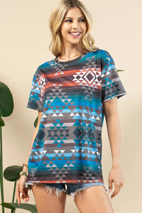 DORA Aztec Print Short Sleeve