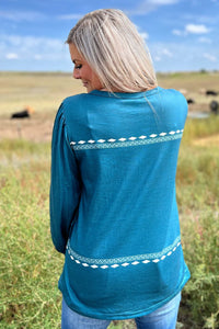 WESTERN HOT SEAT TOP TURQUOISE