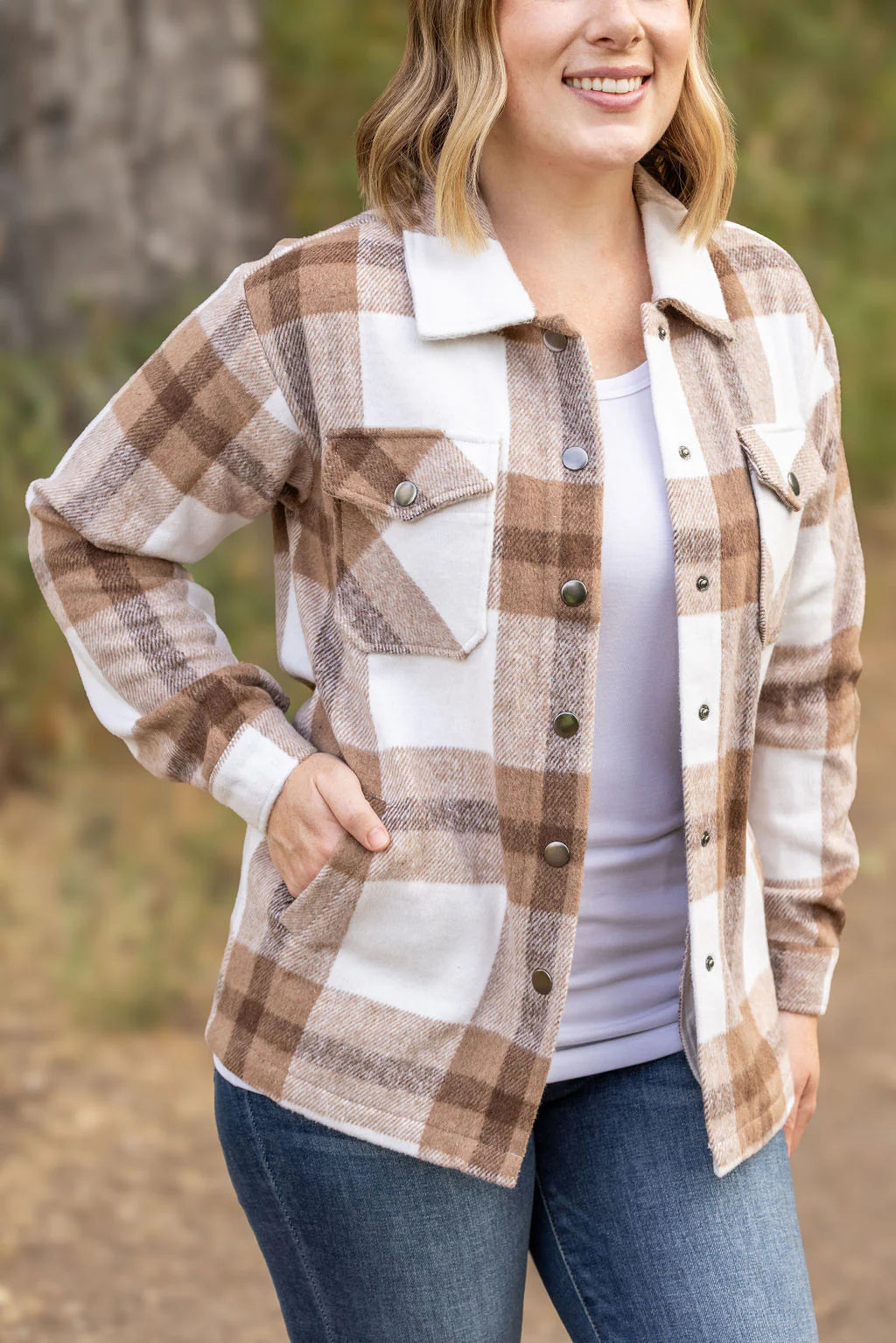 Norah Plaid Shacket - Neutral Tones