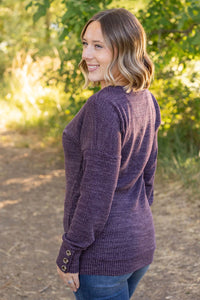 Brittney Button Sweater - Purple