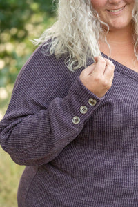 Brittney Button Sweater - Purple