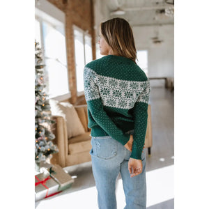 Snowflake Dotted Round Neck Sweater