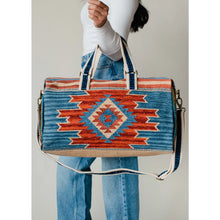 Load image into Gallery viewer, Blue paisley Aztec Duffel