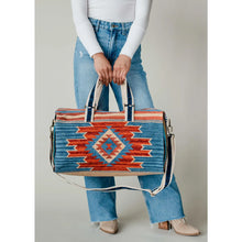 Load image into Gallery viewer, Blue paisley Aztec Duffel