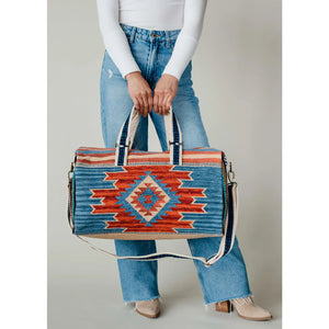 Blue paisley Aztec Duffel