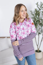 Load image into Gallery viewer, Hailey Pullover Hoodie - Pink Floral and Stripes